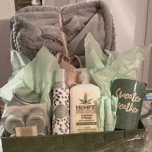 Sage green gift basket